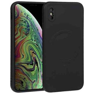 For iPhone XS Max Liquid Silicone Full Coverage Shockproof Magsafe Phone Case(Black)