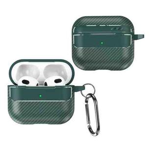 For AirPods 3 Carbon Fiber Texture Anti-fall Earphone Protective Case(Green)