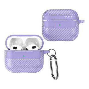 For AirPods 3 Carbon Fiber Texture Anti-fall Earphone Protective Case(Purple)