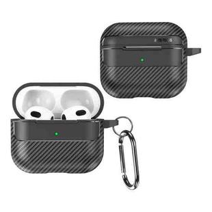 For AirPods 3 Carbon Fiber Texture Anti-fall Earphone Protective Case(Black)