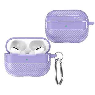 For AirPods Pro Carbon Fiber Texture Anti-fall Earphone Protective Case(Purple)