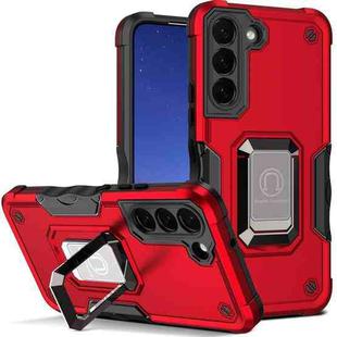 For Samsung Galaxy S23 5G Ring Holder Non-slip Shockproof Armor Phone Case(Red)