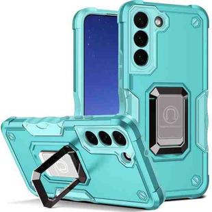 For Samsung Galaxy S23 5G Ring Holder Non-slip Shockproof Armor Phone Case(Mint Green)