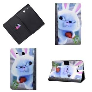 Horizontal Painted Flat Leather Case with Pen Cover & Card Slot & Holder(White Rabbit)