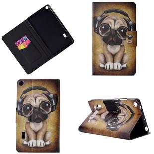 Horizontal Painted Flat Leather Case with Pen Cover & Card Slot & Holder(Shar Pei)