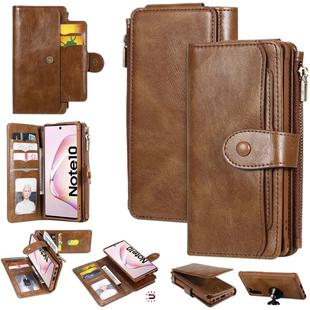 For Galaxy Note 10 Multifunctional Retro Detachable Magnetic Horizontal Flip Leather Case with Card Slots & Holder & Wallet & Photo Frame(Brown)