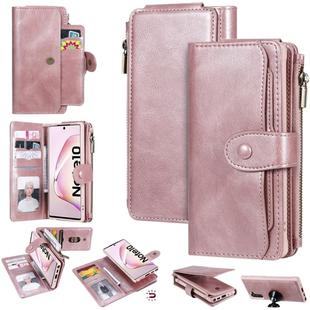 For Galaxy Note 10 Multifunctional Retro Detachable Magnetic Horizontal Flip Leather Case with Card Slots & Holder & Wallet & Photo Frame(Rose Gold)