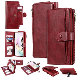 For Galaxy Note 10+ Multifunctional Retro Detachable Magnetic Horizontal Flip Leather Case with Card Slots & Holder & Wallet & Photo Frame(Red)