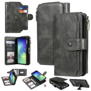 For Galaxy S10e Multifunctional Retro Detachable Magnetic Horizontal Flip Leather Case with Card Slots & Holder & Wallet & Photo Frame(Dark Green)