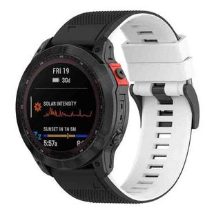 For Garmin Fenix 7 Two-color Silicone Watch Band(Black White)