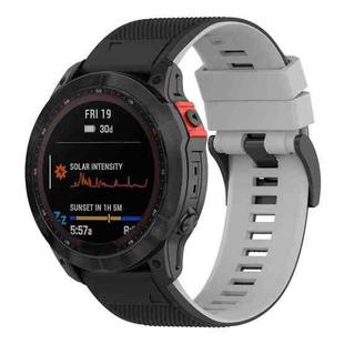 For Garmin Fenix 7 Two-color Silicone Watch Band(Black Grey)