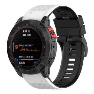 For Garmin Fenix 7X Two-color Silicone Watch Band(White Black)