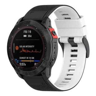 For Garmin Fenix 7X Two-color Silicone Watch Band(Black White)