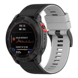 For Garmin Fenix 7X Two-color Silicone Watch Band(Black Grey)