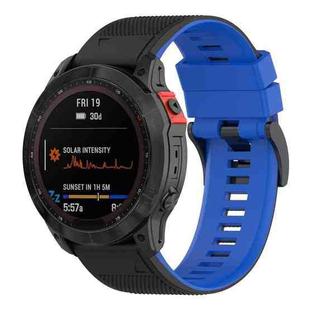 For Garmin Fenix 7X Two-color Silicone Watch Band(Black Blue)