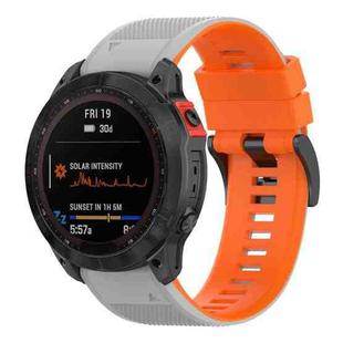 For Garmin Fenix 7X Two-color Silicone Watch Band(Grey Orange)