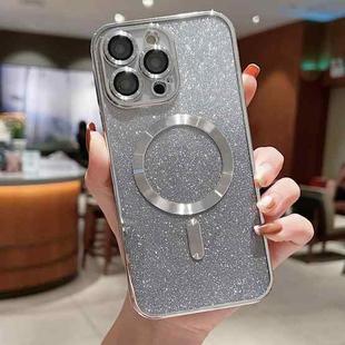 For iPhone 14 Pro Electroplating Magsafe Gradient Glitter Powder Phone Case(Silver)