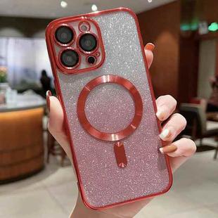 For iPhone 14 Pro Max Electroplating Magsafe Gradient Glitter Powder Phone Case(Red)