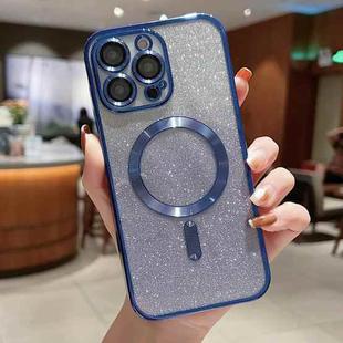 For iPhone 14 Pro Max Electroplating Magsafe Gradient Glitter Powder Phone Case(Blue)