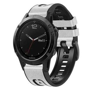 For Garmin Fenix 7 Quick Release Silicone Leather Watch Band(White)