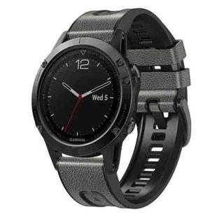 For Garmin Fenix 7 Quick Release Silicone Leather Watch Band(Starry Sky Grey)