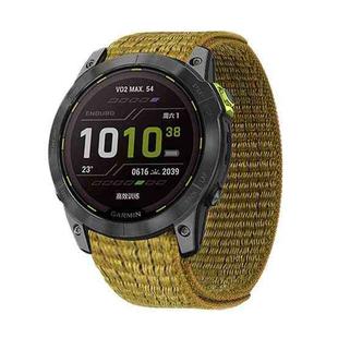 For Garmin Fenix 7 Hook And Loop Fastener Nylon Watch Band(Yellow Green)