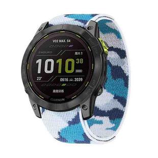 For Garmin Fenix 7 Hook And Loop Fastener Nylon Watch Band(Camouflage Blue)