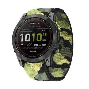 For Garmin Fenix 7 Hook And Loop Fastener Nylon Watch Band(Camouflage Green)