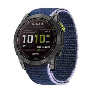 For Garmin Fenix 7 Hook And Loop Fastener Nylon Watch Band(Midnight Blue)