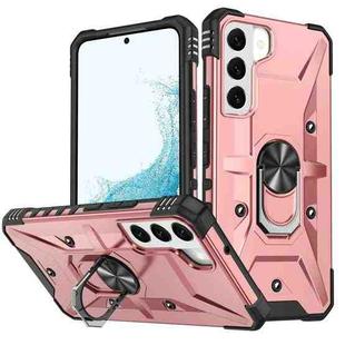 For Samsung Galaxy S22 Ultra 5G Ring Holder Phone Case(Rose Gold)