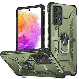 For Samsung Galaxy A52 4G / 5G Ring Holder Phone Case(Army Green)