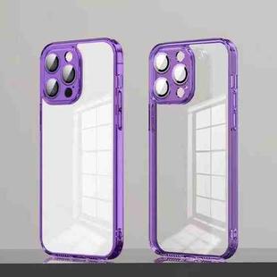 For iPhone 14 Pro TPU + PC High Transparent Phone Case with Lens Film(Purple)