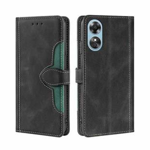 For OPPO A17 Skin Feel Magnetic Buckle Leather Phone Case(Black)