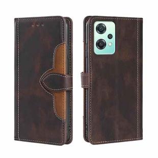 For OPPO K10x 5G Skin Feel Magnetic Buckle Leather Phone Case(Brown)