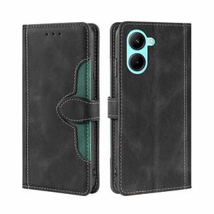 For Realme C33 4G Skin Feel Magnetic Buckle Leather Phone Case(Black)