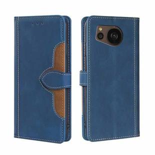 For Sharp Aquos sense7 plus Skin Feel Magnetic Buckle Leather Phone Case(Blue)