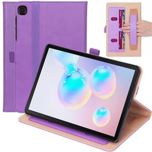 For Galaxy Tab S6 Lite P610 / P615 Retro Texture PU + TPU Horizontal Flip Leather Case with Holder & Card Slots & Hand Strap(Purple)