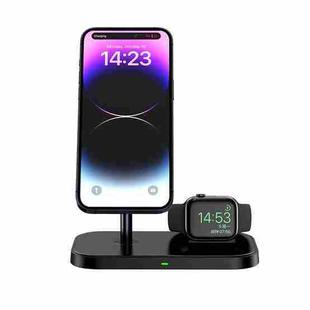WA21 2 in 1 Magnetic Wireless Charger Phone Holder for iPhone 12 / 13 / 14 / 15 Series Phones & AirPods(Black)