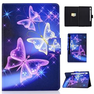 For Galaxy Tab S6 T860 Electric Horizontal TPU Painted Flat Feather Case with Sleep Function & Pen Cover & Card Slot & Holder(Starry Sky Butterfly)