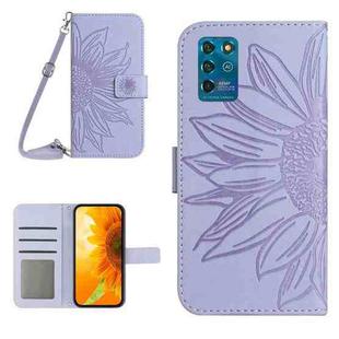 For ZTE Blade V30 Vita Skin Feel Sun Flower Pattern Flip Leather Phone Case with Lanyard(Purple)