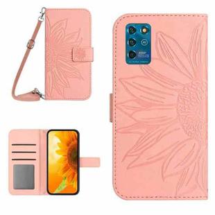 For ZTE Blade V30 Vita Skin Feel Sun Flower Pattern Flip Leather Phone Case with Lanyard(Pink)