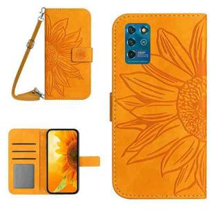 For ZTE Blade V30 Vita Skin Feel Sun Flower Pattern Flip Leather Phone Case with Lanyard(Yellow)