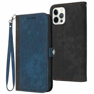 For iPhone 12 Pro Max Side Buckle Double Fold Hand Strap Leather Phone Case(Royal Blue)