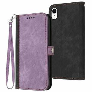 For iPhone XR Side Buckle Double Fold Hand Strap Leather Phone Case(Purple)