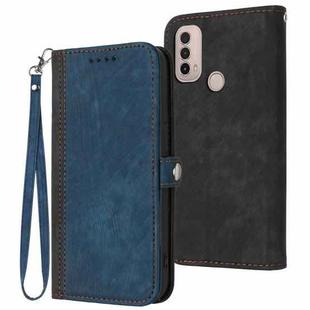 For Motorola Moto E30 / E40 Side Buckle Double Fold Hand Strap Leather Phone Case(Royal Blue)