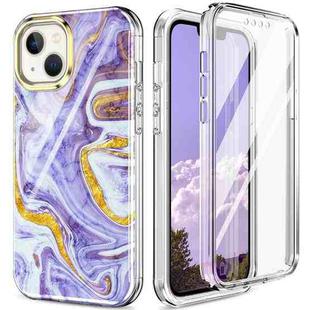 For iPhone 14 Plus 360 Full Body Painted Clear Phone Case(Marble L14)
