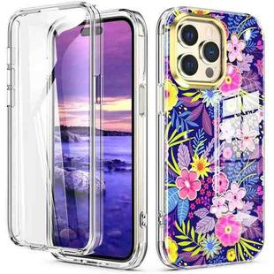 For iPhone 14 Pro 360 Full Body Painted Clear Phone Case(Flowers L08)