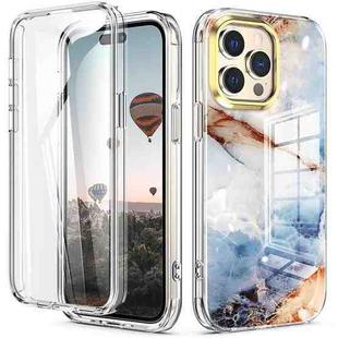 For iPhone 14 Pro Max 360 Full Body Painted Clear Phone Case(Marble L07)