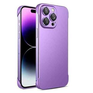 For iPhone 12 Frameless Metallic Paint Phone Case with Lens Film(Dark Purple)