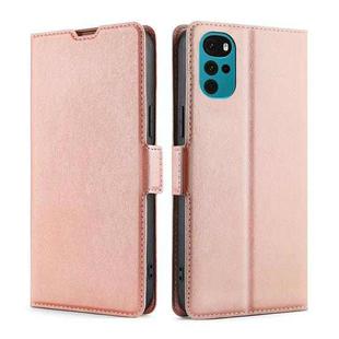 For Motorola Moto E32 India/E22s 4G Global Ultra-thin Voltage Side Buckle Horizontal Flip Leather Phone Case(Rose Gold)